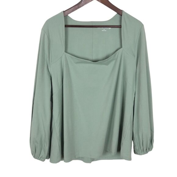 NWT Soft Surroundings Maureen Sage Sprout Green Square Neck Top Women's plus 1X - Picture 5 of 11